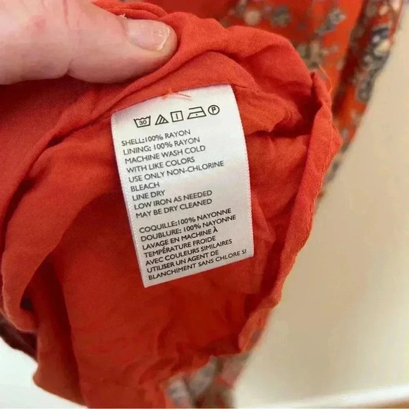 Urban Outfitters Ecote Red Orange Floral Print Shift Mini Dress Size Medium - Picture 5 of 6